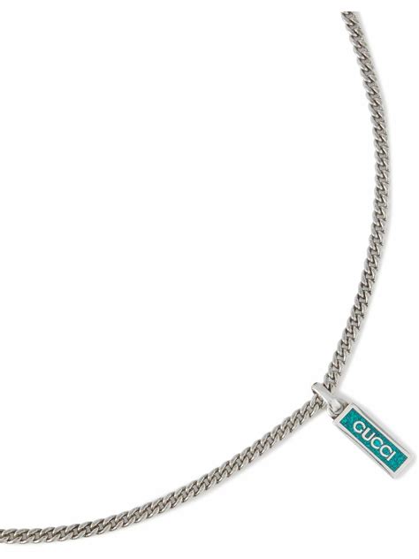 gucci silver necklace with blue enamel|sterling silver gucci necklaces.